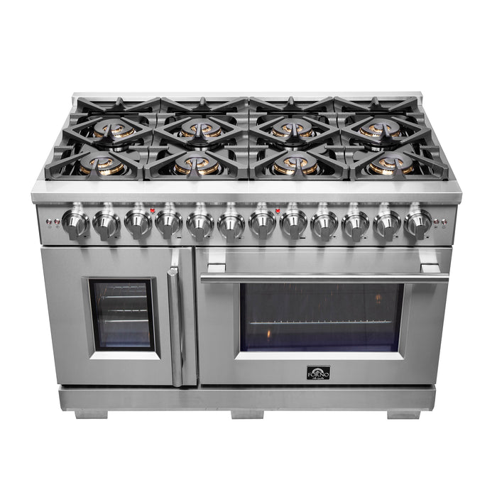 Forno 48" Professional Gas Burner, Electric Oven Range With French Door And 8 Sealed Burners, FFSGS6387-48