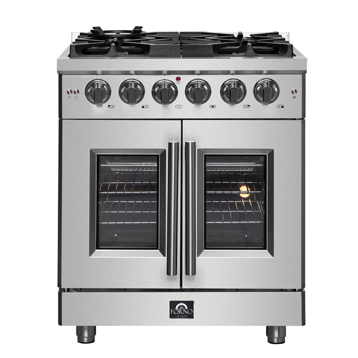 Forno 30″ Freestanding French Door Gas Range with 5 Burners, FFSGS6439-30