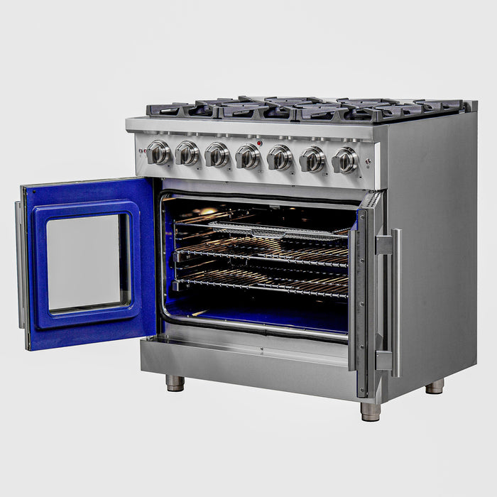 Forno 36″ Freestanding French Door Gas Range with 6 Burners, FFSGS6439-36