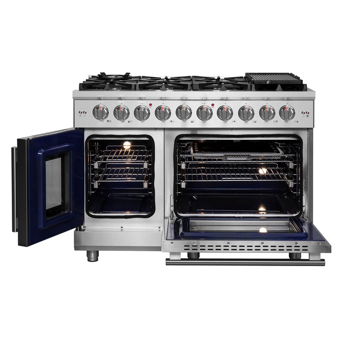 Forno 48″ Freestanding French Door Gas Range with 8 Burners, FFSGS6439-48