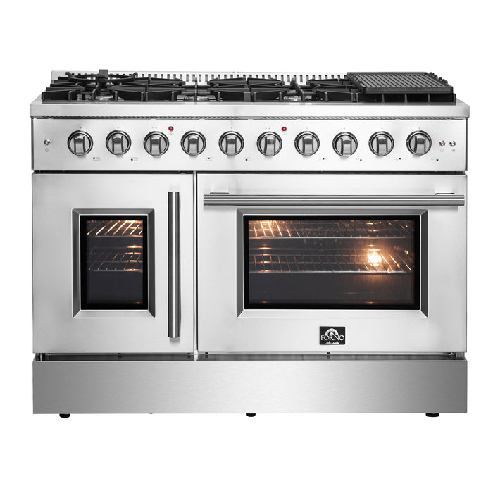 Forno 48" Double Door Gas Range With French Door And 8 Burners, FFSGS6444-48