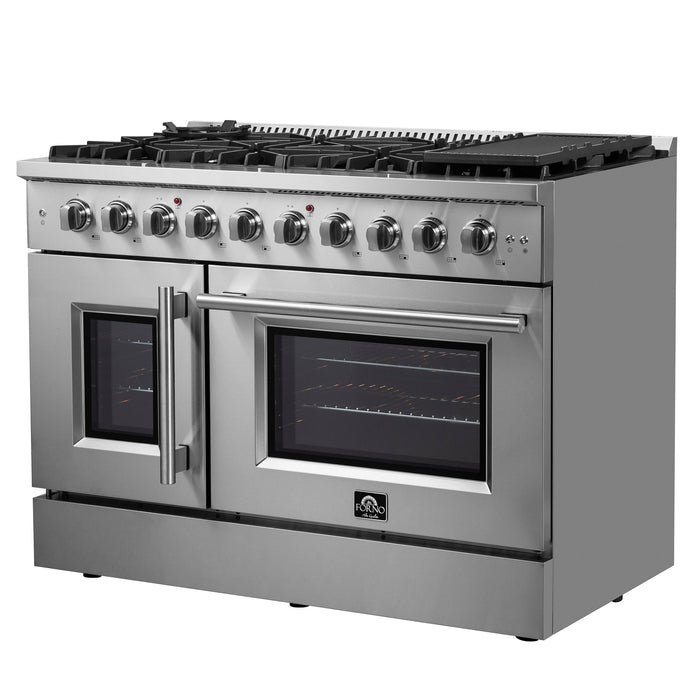 Forno 48" Double Door Gas Range With French Door And 8 Burners, FFSGS6444-48