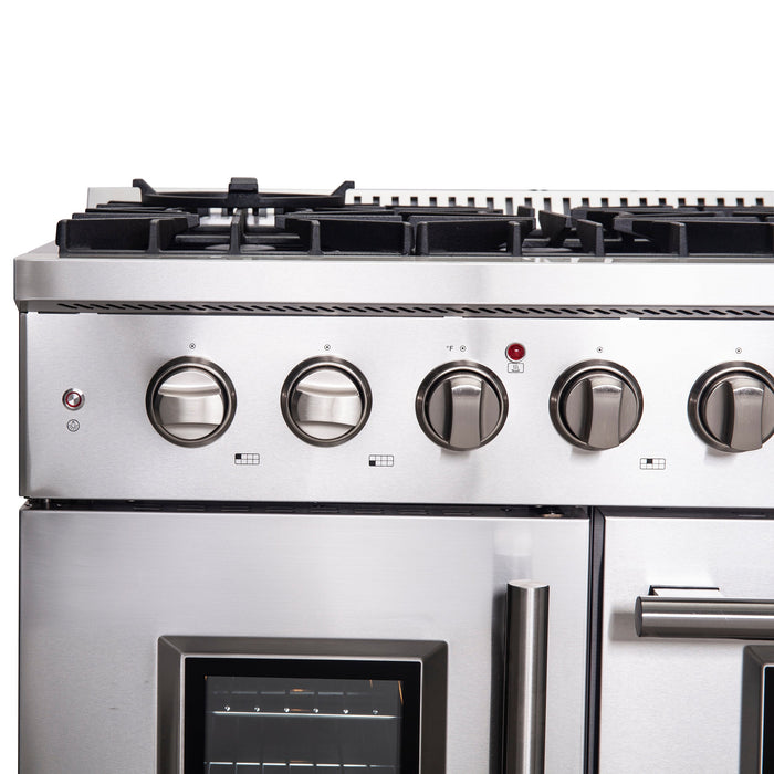 Forno 48" Double Door Gas Range With French Door And 8 Burners, FFSGS6444-48