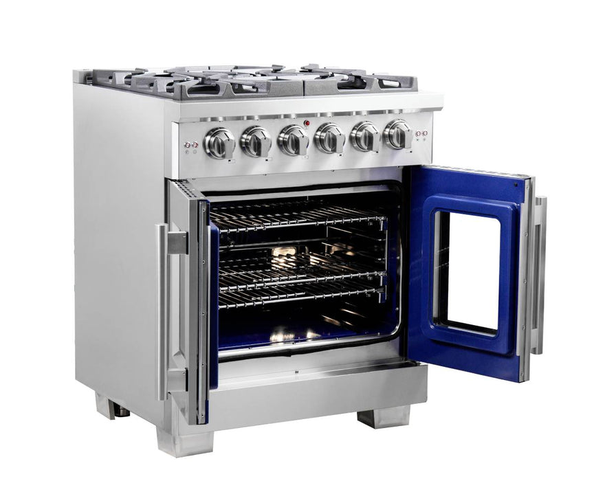 Forno 30" Professional Gas Range With French Door And 5 Sealed Burners, FFSGS6460-30