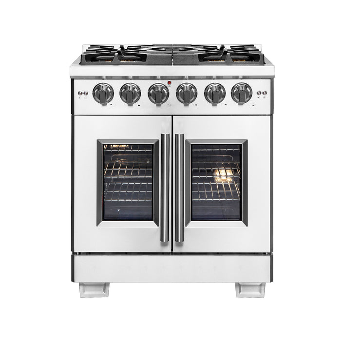 Forno 30" Professional Gas Range With French Door And 5 Sealed Burners, FFSGS6460-30