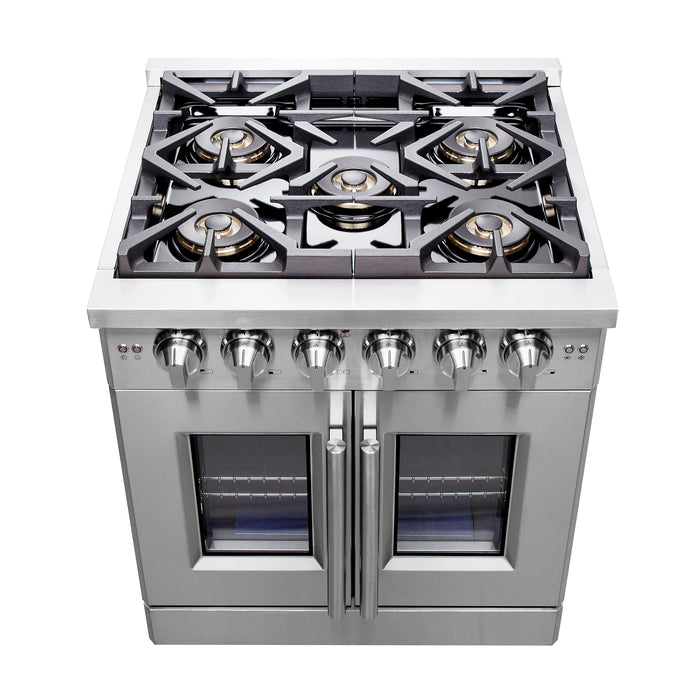 Forno 30" Professional Gas Range With French Door And 5 Sealed Burners, FFSGS6460-30