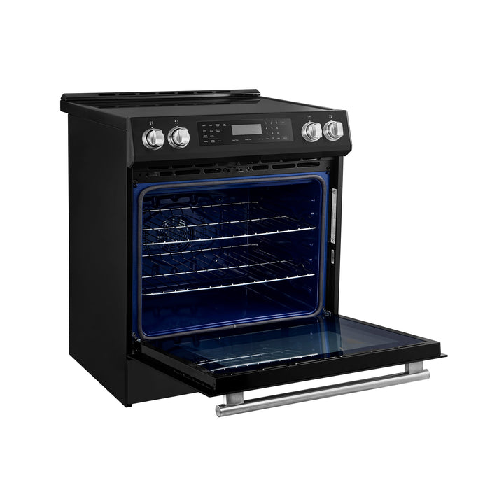 Forno Espresso 30" Induction Range with Air Fry and Self-Clean in Black and Silver Handles, FFSIN0905-30BLK