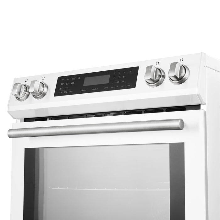 Forno Espresso 30" Induction Range with Air Fry and Self-Clean in White and Silver Handles, FFSIN0905-30WHT