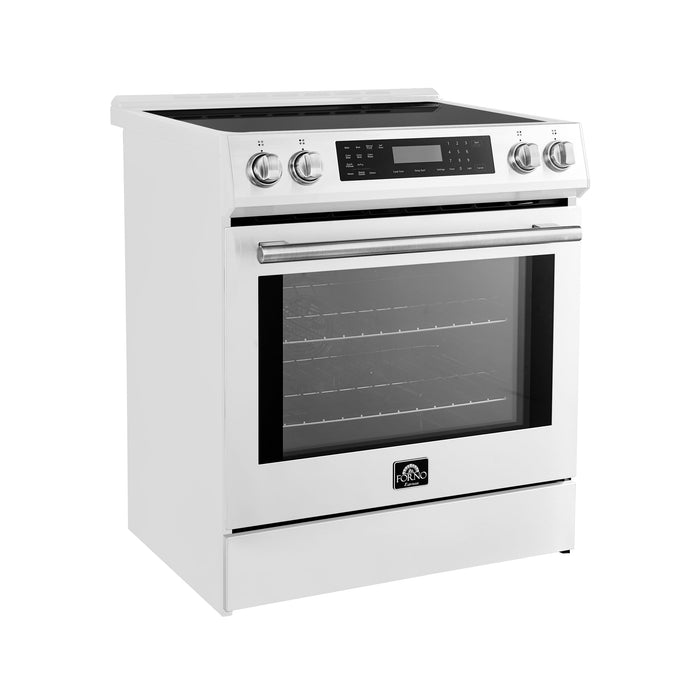 Forno Espresso 30" Induction Range with Air Fry and Self-Clean in White and Silver Handles, FFSIN0905-30WHT