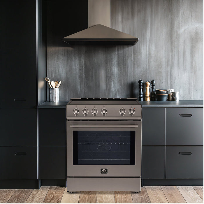 Forno 30” Induction Range with Knob Control in Stainless Steel and Silver Accents, FFSIN0982-30