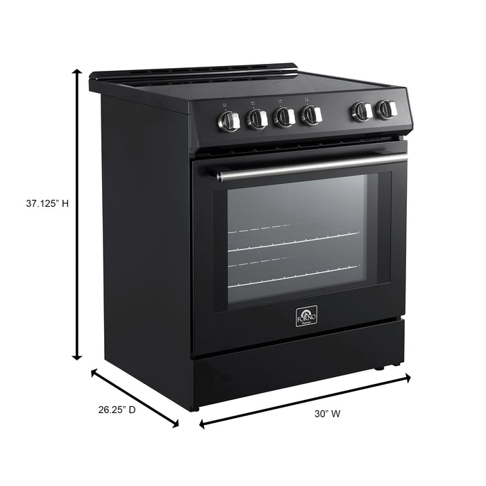 Forno 30” Induction Range with Knob Control in Black and Silver Accents, FFSIN0982-30BLK