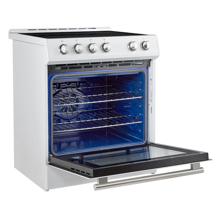 Forno 30” Induction Range with Knob Control in White and Silver Accents, FFSIN0982-30WHT