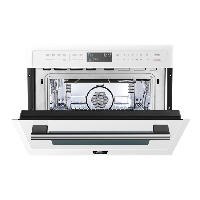 Forno Espresso 24" Built-In Microwave Oven in White with Silver Handles, FMWDR3093-24WHT