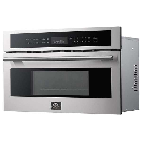 Forno Espresso 30" Built-In Microwave Oven with Silver Handles, FMWDR3093-30