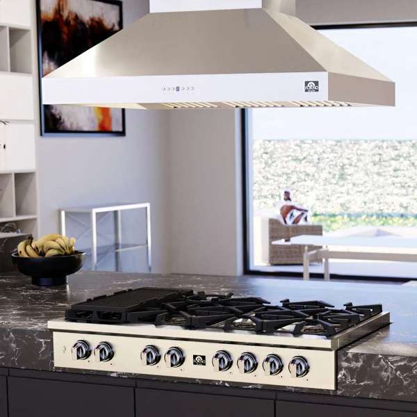 Forno 48" Island Range Hood in Stainless Steel, FRHIS5129-48