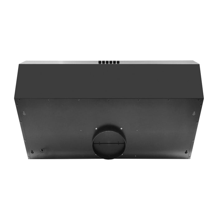 Forno Espresso 30" Under Cabinet Range Hood in Black with Antique Brass Handles, FRHUC5255-30BLK