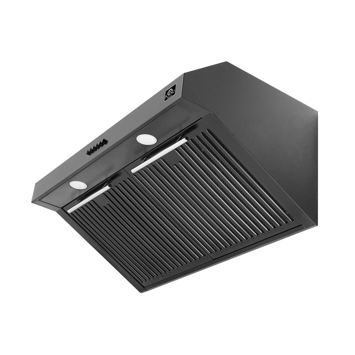 Forno Espresso 30" Under Cabinet Range Hood in Black with Silver Handles, FRHUC5255-30BLK