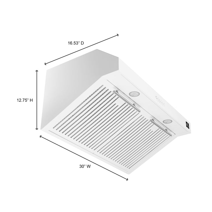 Forno Espresso 30" Under Cabinet Range Hood in White with Silver Handles, FRHUC5255-30WHT