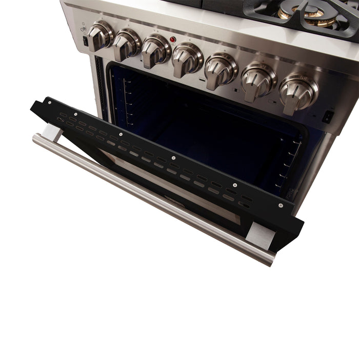 Forno 30 Inch Professional Freestanding Gas Range in Black, FFSGS6260-30BLK