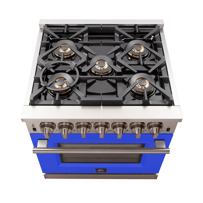 Forno 30 Inch Professional Freestanding Gas Range in Blue, FFSGS6260-30BLU