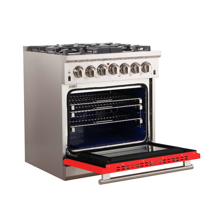 Forno 30 Inch Professional Freestanding Gas Range in Red, FFSGS6260-30RED