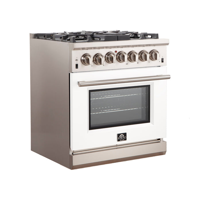 Forno 30 Inch Professional Freestanding Gas Range in White, FFSGS6260-30WHT