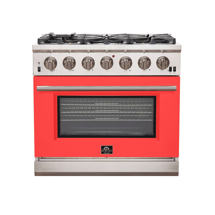 Forno 36 Inch Professional Freestanding Gas Range in Red, FFSGS6260-36RED