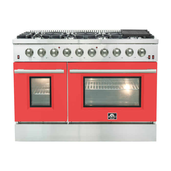 Forno 48 Inch Professional Freestanding Gas Range in Red, FFSGS6244-48RED