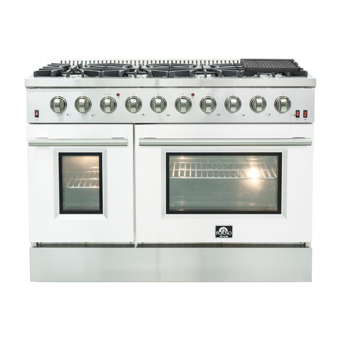 Forno 48 Inch Professional Freestanding Gas Range in White, FFSGS6244-48WHT