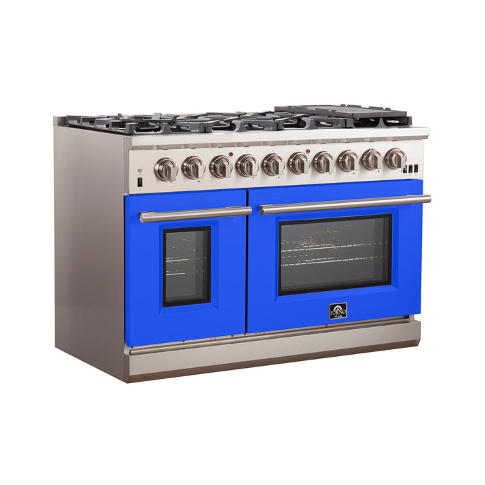 Forno 48 Inch Professional Freestanding Gas Range in Blue, FFSGS6260-48BLU