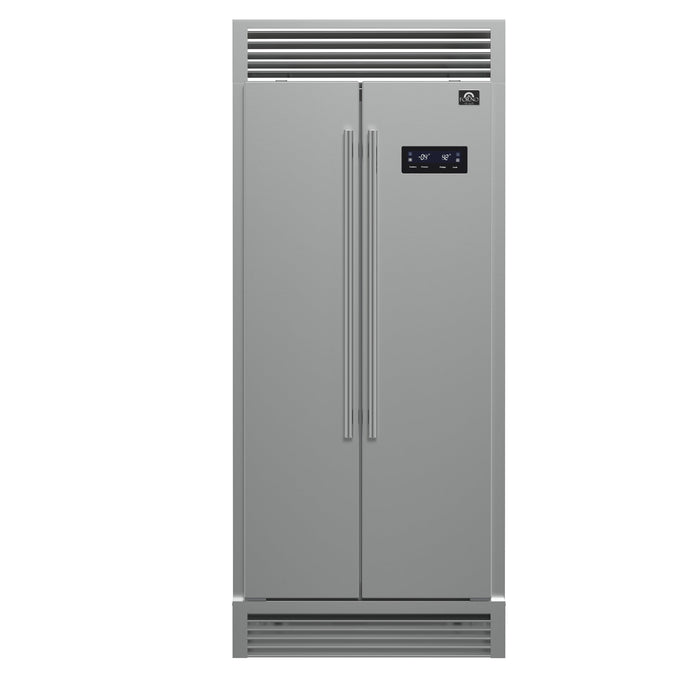 Forno 37 In. Side by Side Counter Depth Refrigerator with 15.6 cu.ft. in Stainless Steel with Steel Grill Trim, FFRBI1805-37SG