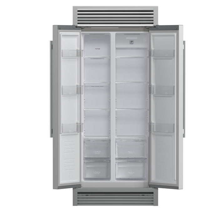 Forno 37 In. Side by Side Counter Depth Refrigerator with 15.6 cu.ft. in Stainless Steel with Steel Grill Trim, FFRBI1805-37SG