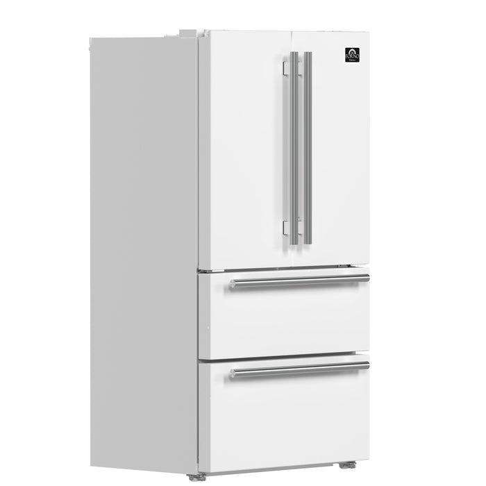 Forno Espresso 36" 19.2 cu. ft. Refrigerator in White with Silver Handles, FFRBI1820-36WHT