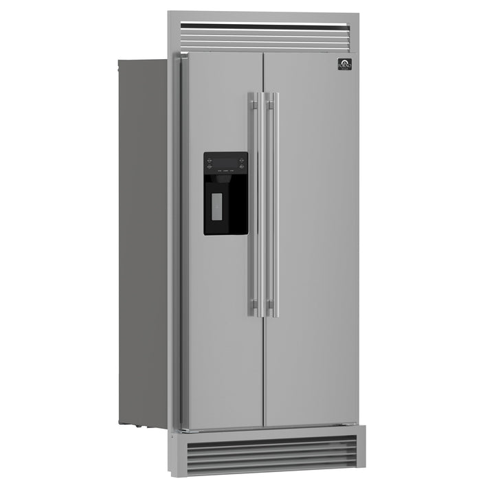 Forno 36 Inch Side by Side Refrigerator with Ice Maker and Grill Kit, FFRBI1844-40SG