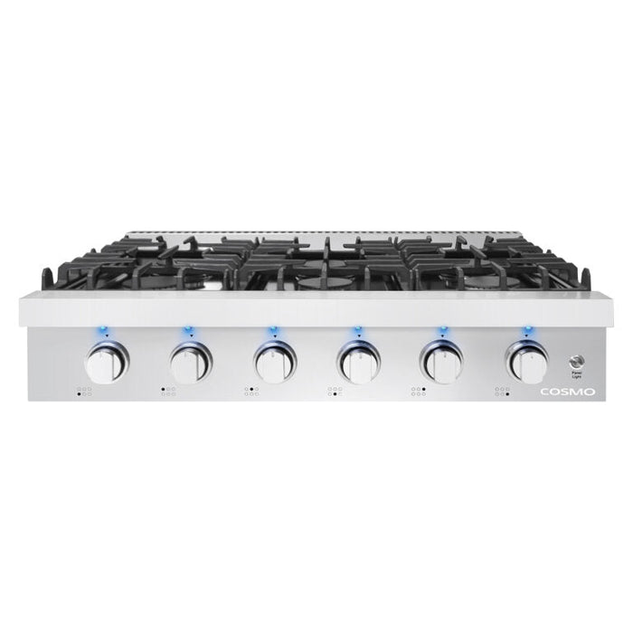 Cosmo 36" Slide-In Counter Gas Cooktop with 6 Sealed Italian Burners, COS-GRT366