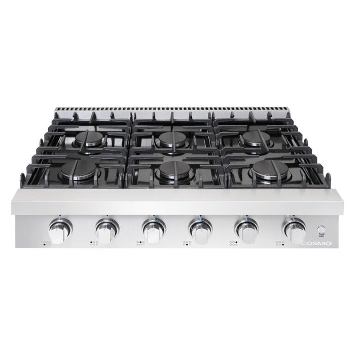 Cosmo 36" Slide-In Counter Gas Cooktop with 6 Sealed Italian Burners, COS-GRT366