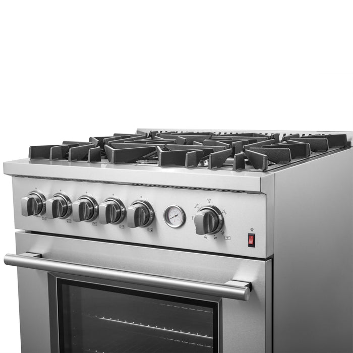 Forno 30" 4.32 cu. ft. Gas Range with 5 Sealed Burners, Air Fry Basket, Wok Support and Griddle, FFSGS6274-30