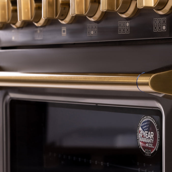 Kucht Gemstone Professional 36" 5.2 cu. ft. Natural Gas Range in Titanium Stainless Steel with Gold Accents, KEG363