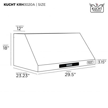 Kucht Professional 30" Under Cabinet Range Hood 900 CFM in Stainless Steel, KRH3020A