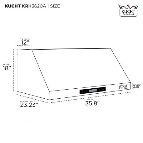 Kucht Professional 36" Under Cabinet Range Hood 900 CFM in Stainless Steel, KRH3620A