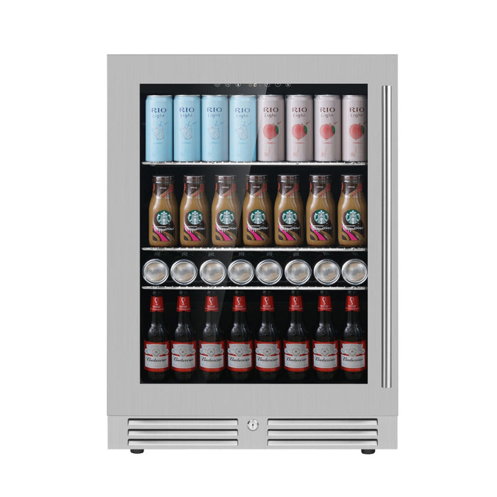 KingsBottle 24 Inch Under Counter LOW-E Glass Door Beer Fridge