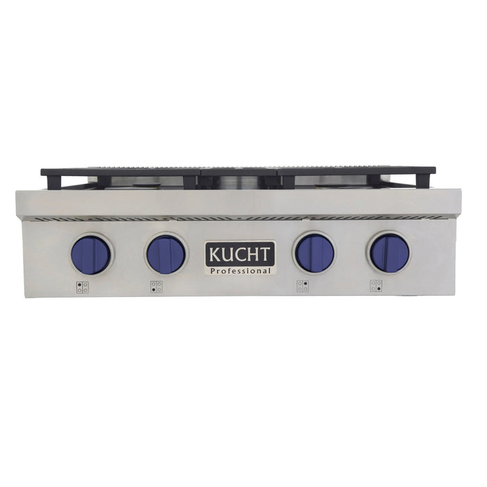 Kucht 30 in. Professional 4 Burner Gas Stovetop in Stainless Steel KFX309T