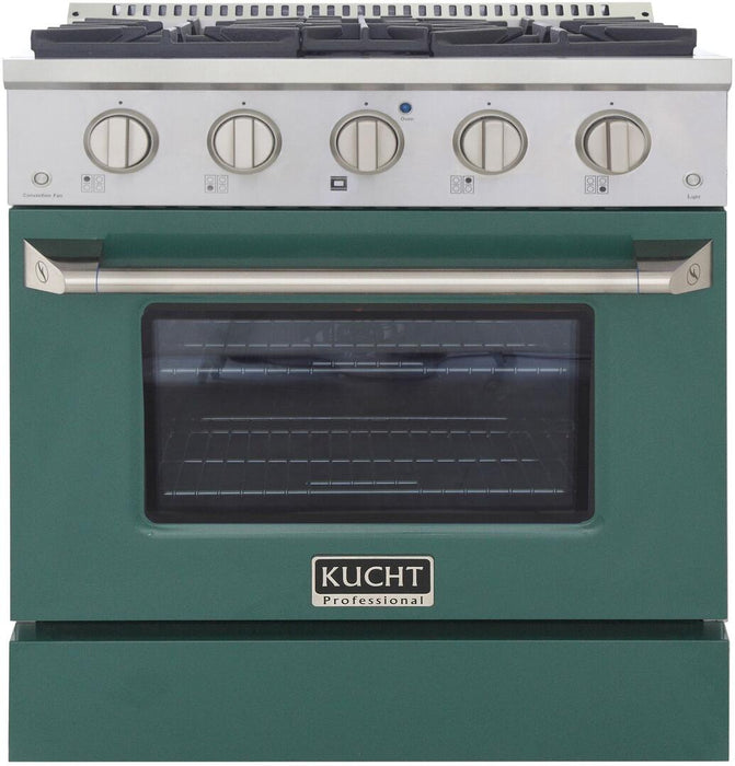 Kucht Professional 30 in. 4.2 cu ft. Natural Gas Range with Green Door and Silver Knobs, KNG301-G