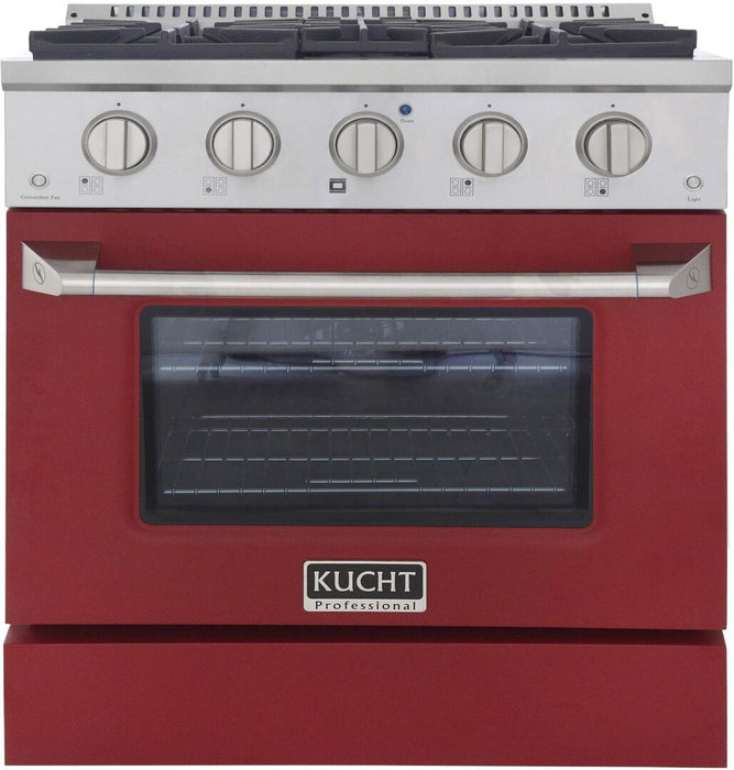 Kucht Professional 30 in. 4.2 cu ft. Propane Gas Range with Red Door and Silver Knobs, KNG301/LP-R