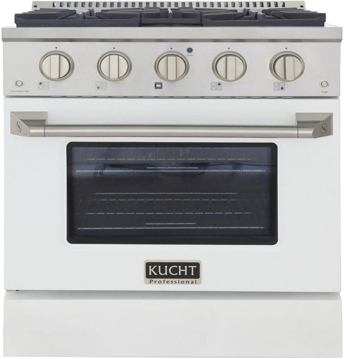 Kucht Professional 30 in. 4.2 cu ft. Propane Gas Range with White Door and Silver Knobs, KNG301/LP-W