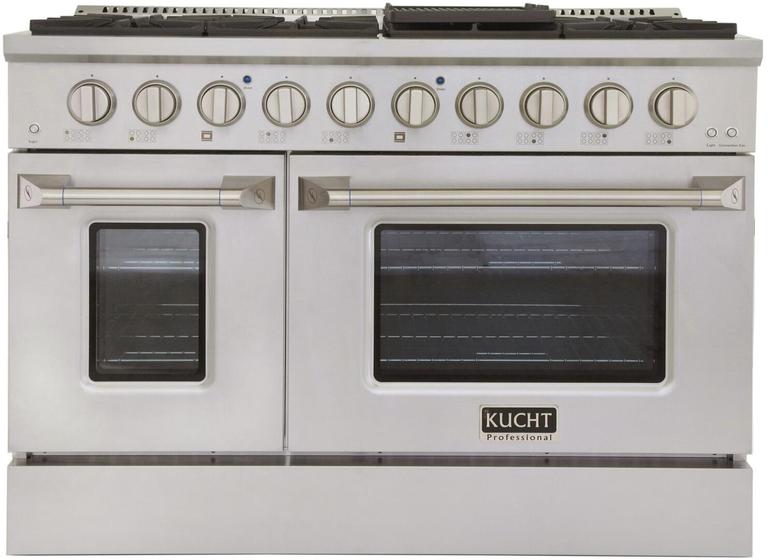 Kucht Professional 48 in. 6.7 cu ft. Natural Gas Range, Range Hood, Microwave Drawer, Dishwasher Package, AP-KNG481-S-4