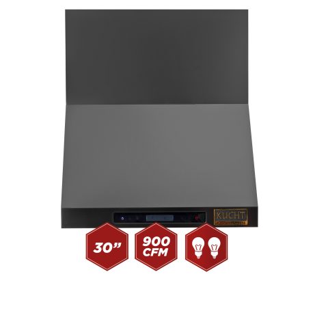 Kucht Professional 30" Wall Mount Range Hood 900 CFM in Titanium Stainless Steel, KRH303A-C