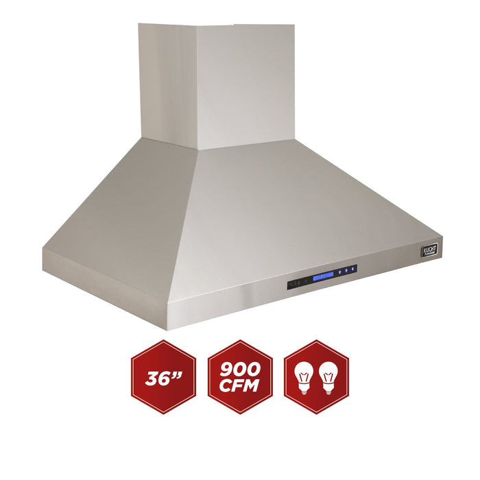 Kucht 36" Stainless Steel Indoor Wall Range Hood 900 CFM, KRH3610A