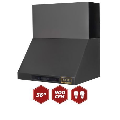 Kucht Professional 36" Wall Mount Range Hood 900 CFM in Titanium Stainless Steel, KRH363A-C