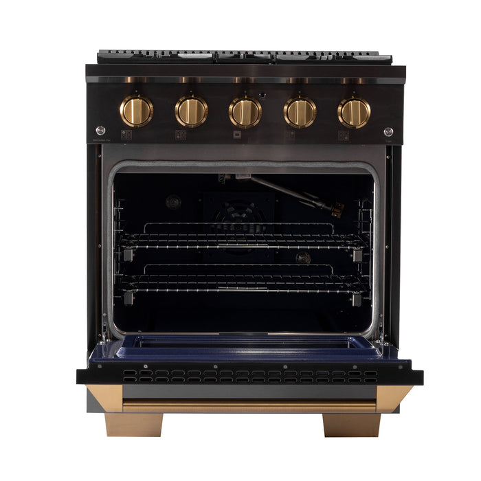 Kucht Gemstone Professional 30" 4.2 cu. ft. Propane Gas Range in Titanium Stainless Steel with Gold Accents, KEG303/LP